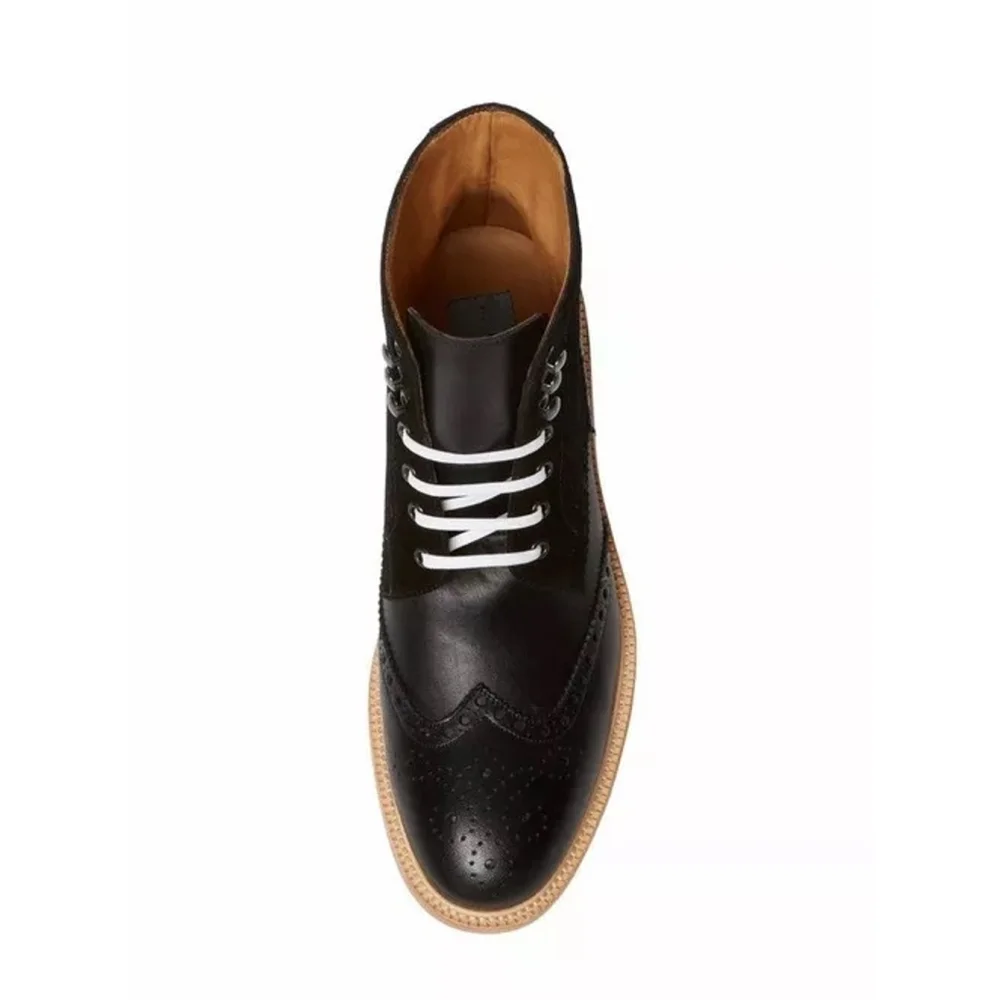 Rebel's Market Men's Modern Fiction Brogue Lace Up Boot in Black size 42